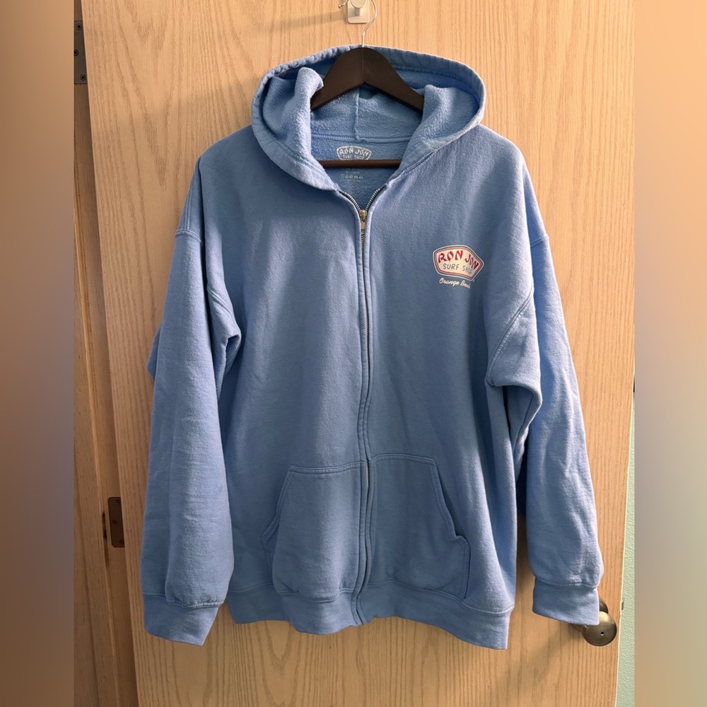 Ron Jon Blue Hoodie with Cream & Red Logo